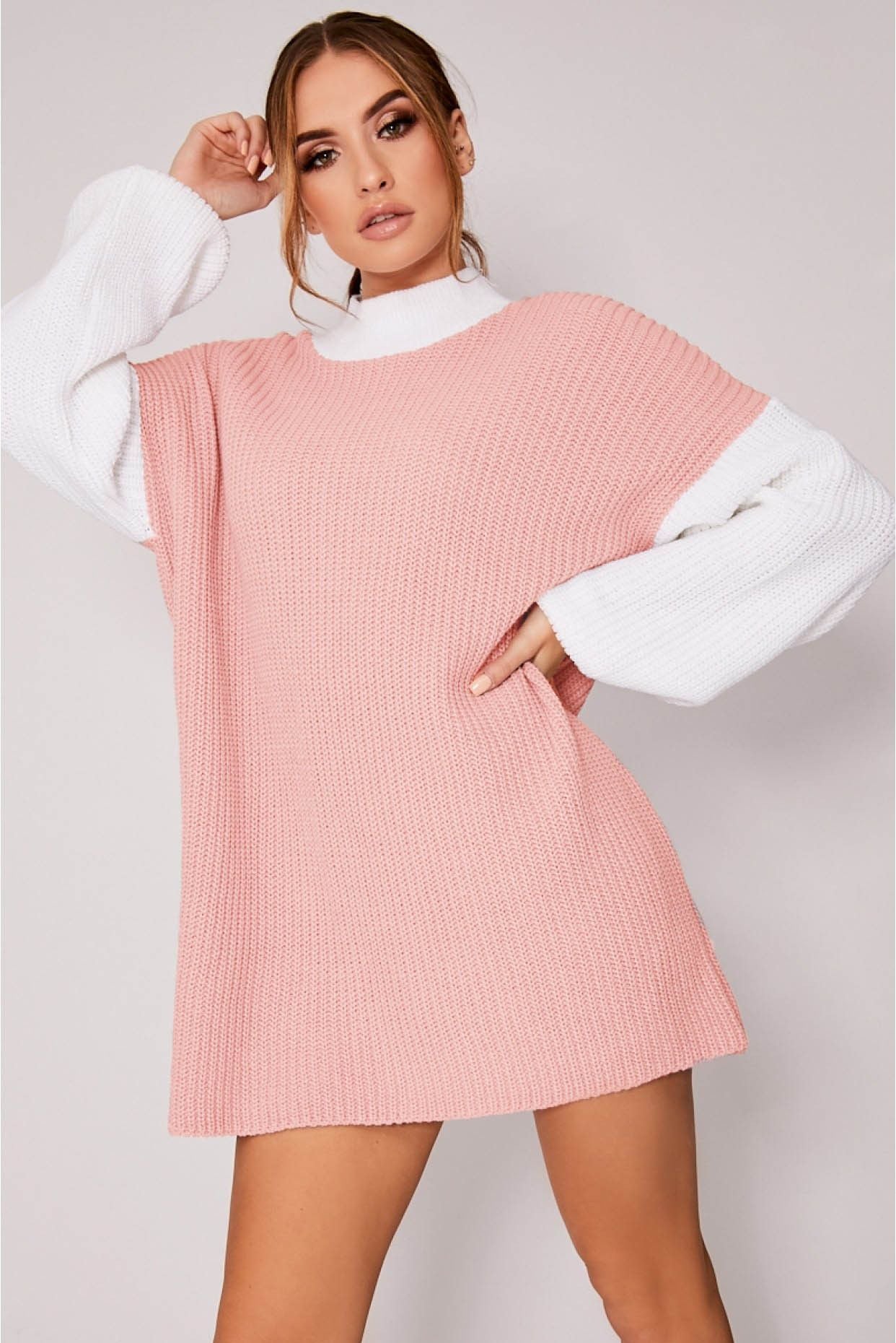 Hot Dress Sexy Round Neck Loose Fit Colorblock Dress