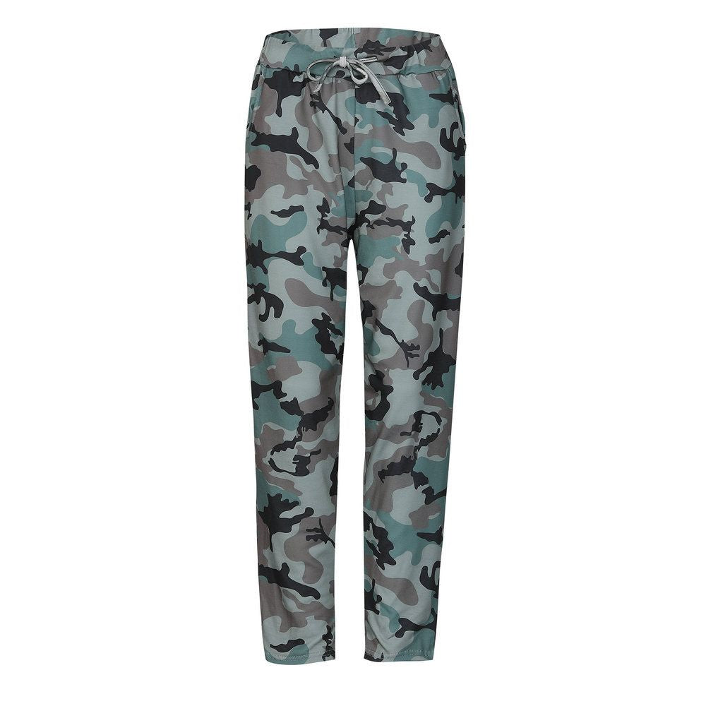 Autumn and Winter Casual Pants Sexy Slim Straps Camouflage Printed Casual Pants