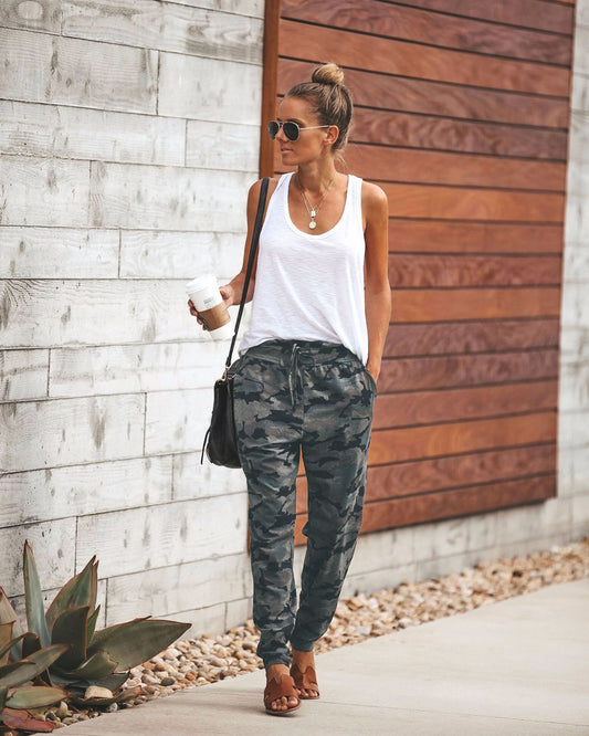 Autumn and Winter Casual Pants Sexy Slim Straps Camouflage Printed Casual Pants