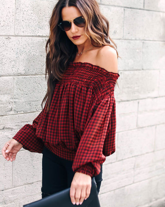 Autumn Hot Tops Sexy Wrapped Trench Plaid Comfortable Sleeve Tops