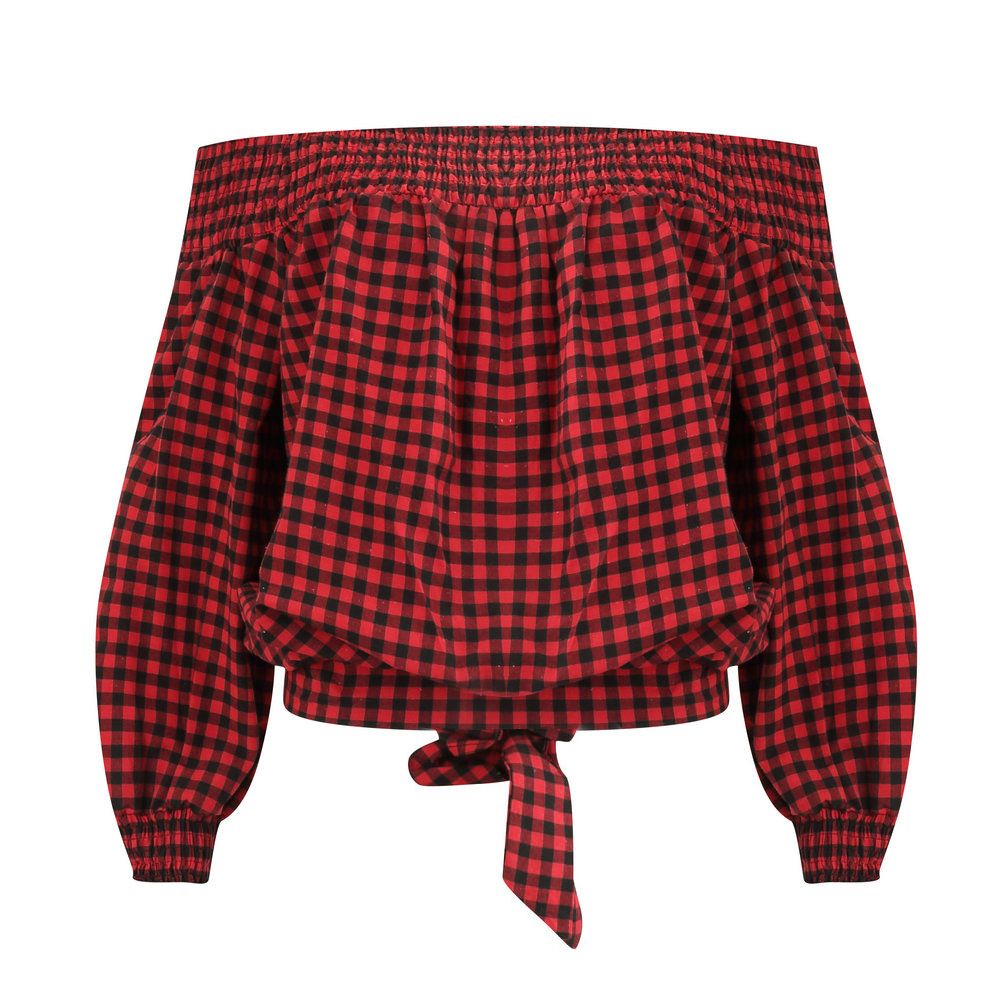 Autumn Hot Tops Sexy Wrapped Trench Plaid Comfortable Sleeve Tops